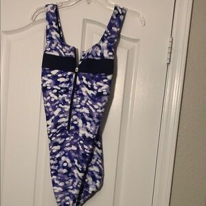 Lands' End Blue and White Women's One Piece Swimsuit